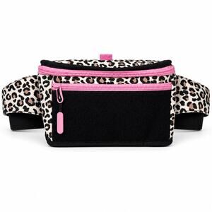 WOLFpak Leopard Fanny Pack Waist Crossbody Bag Black Pink Womens